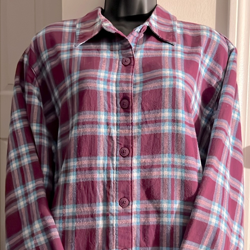 LEE RIDERS 🥾 THICK COTTON FAUX FLEECE SHERPA LINED PURPLE/BLUE PLAID SHIRT XXL - Picture 6 of 9